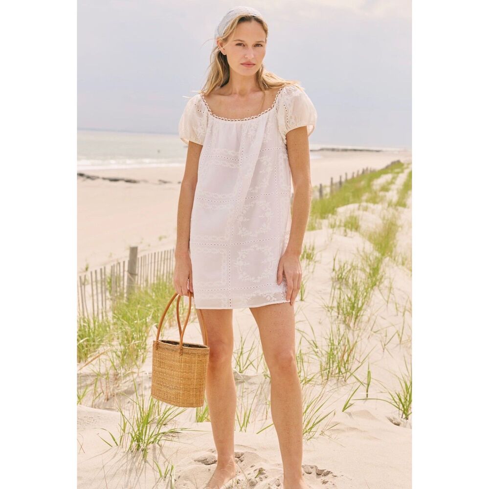 Few Moda x kourt Nya White Eyelet Puff Sleeve Mini Dress Women's XS NWT
